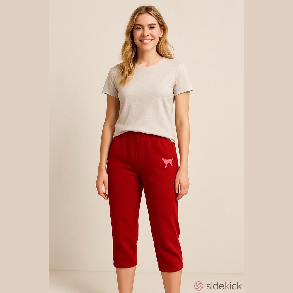 Victoria's Secret PINK Capri Cropped Red / Blue sweatpants Size Small NEW